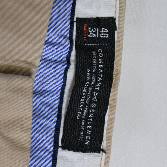 Combatant Gentlemen 40 x 34 Khaki Flat Front Straight Chino‎ Pants - Picture 3 of 5